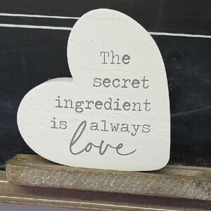 Hobby Lobby White Heart Decor with Gray Text